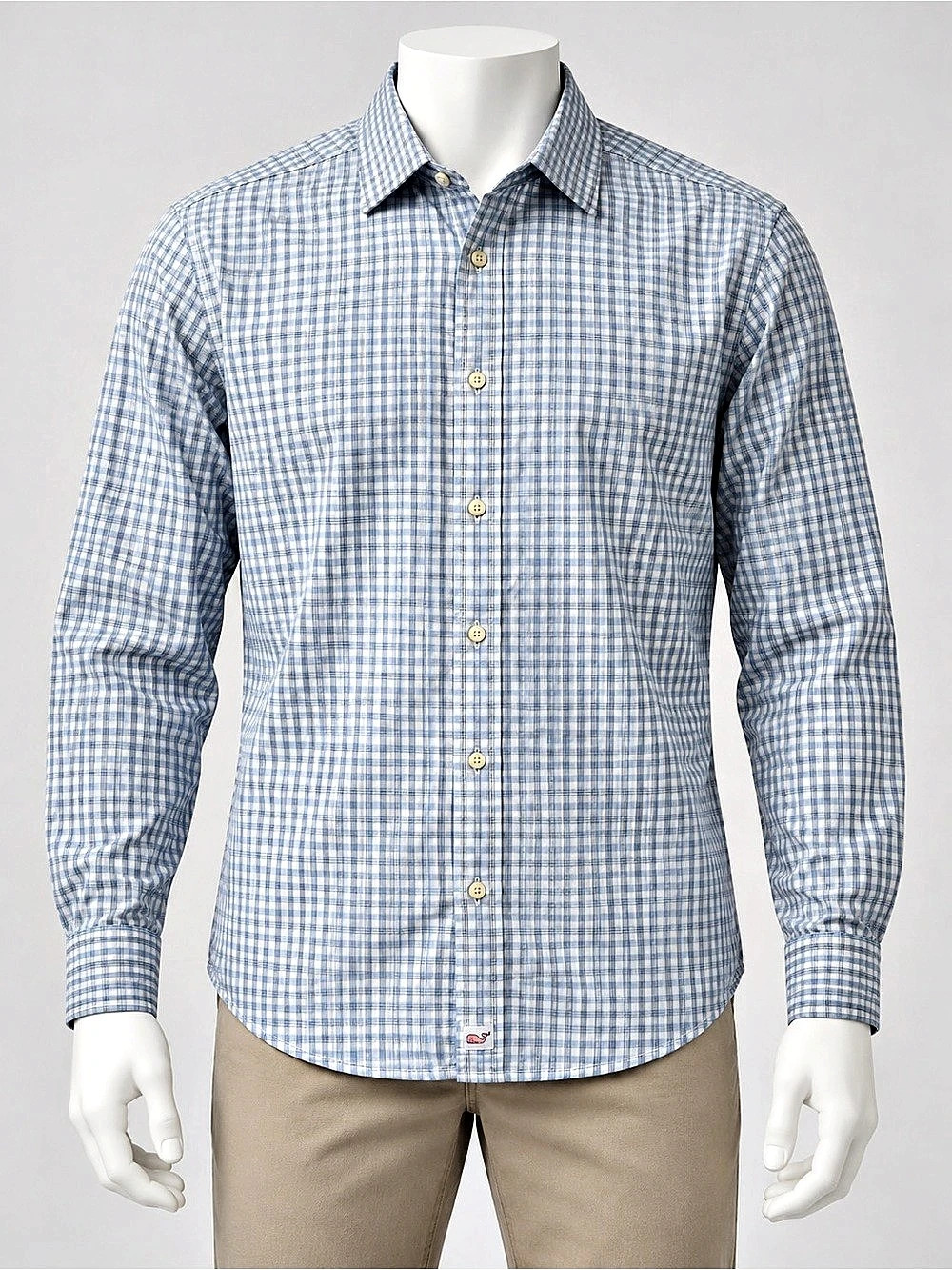 vineyard vines Classic Fit Bourgee Shirt Gingham Button-Down Blue & White Large